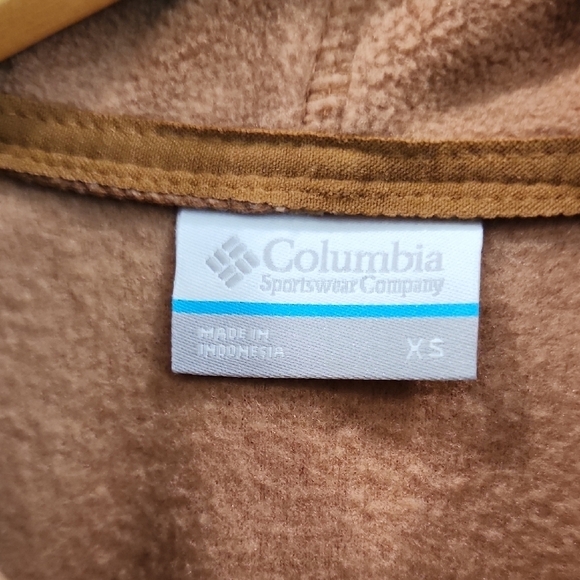Columbia Brown Tan Teddy Jacket High Collar Fleece - Picture 2 of 8